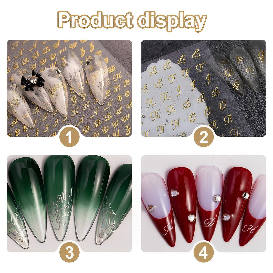 7 Blätter 3D Alphabets Nagelsticker Nagelfolie Selbstklebend Buchstaben Aufkleber Nägel Zubehör Nagelaufkleber Klebebuchstaben Aufkleber Selbst Gestalten Letter Letters Nail Art Sticker