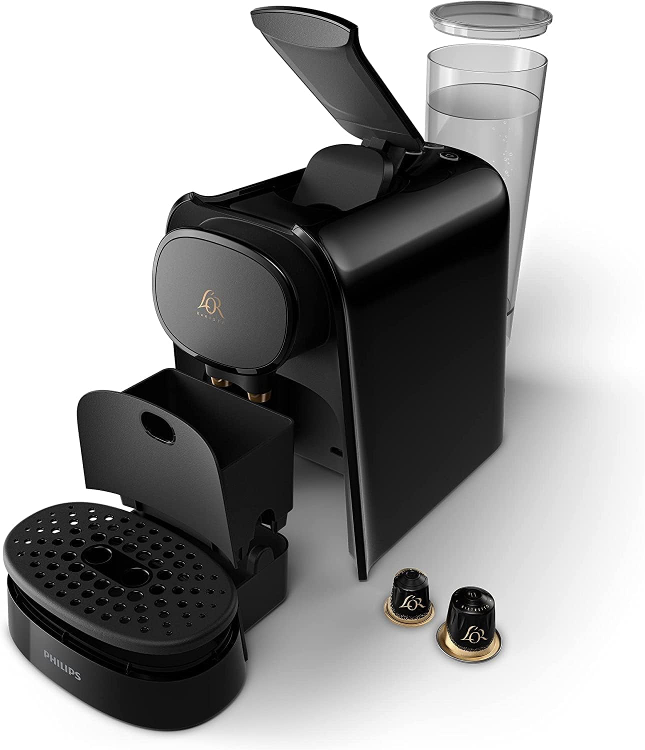 PHILIPS LM8012/60 Kapsel-Espressomaschine – zwei Dosierungen, doppelter Genuss, 1 oder 2 Tassen, Ristretto, Espresso, Lungo oder Grand Café Long, Doppelkapsel, echte Espresso-Qualität, Klavierschwarz