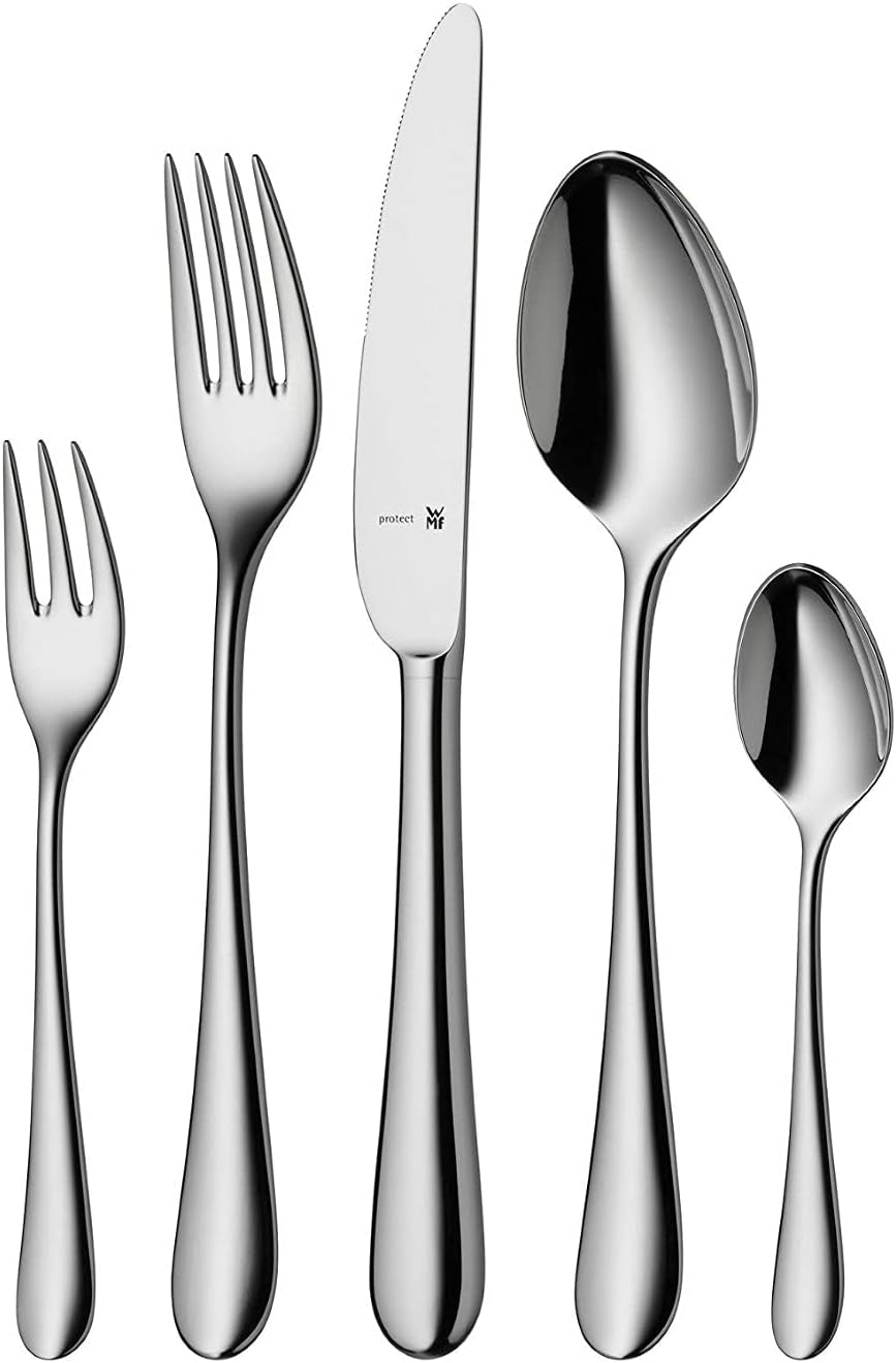 WMF Merit Edelstahl-Besteckset, Cromargan Protect, poliert, kratzfest, spülmaschinenfest, Naty Shop, einzeln, 30-teilig