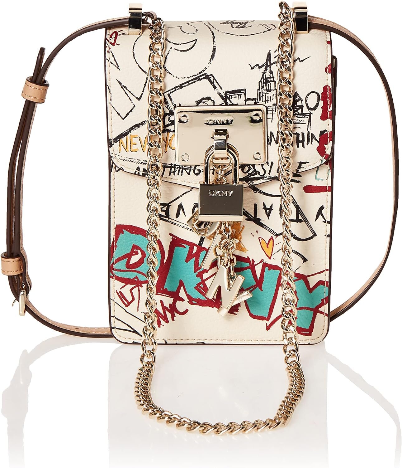DKNY Damen Elissa N/S Phone Cr Umhängetasche, Einheitsgröße Damentaschen Naty Shop Weiß