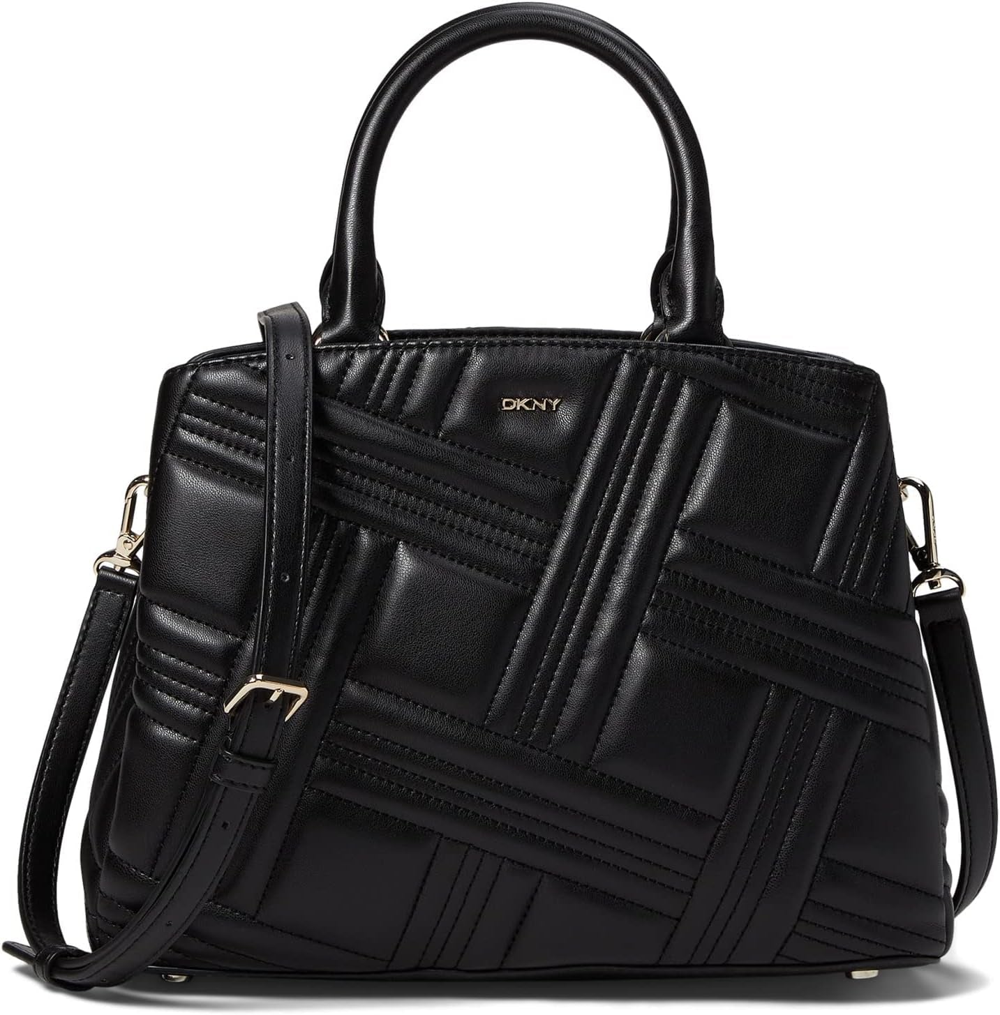 DKNY mittelgroße Umhängetaschen für Damen, Naty Shop, Schwarz/Gold, Einheitsgröße