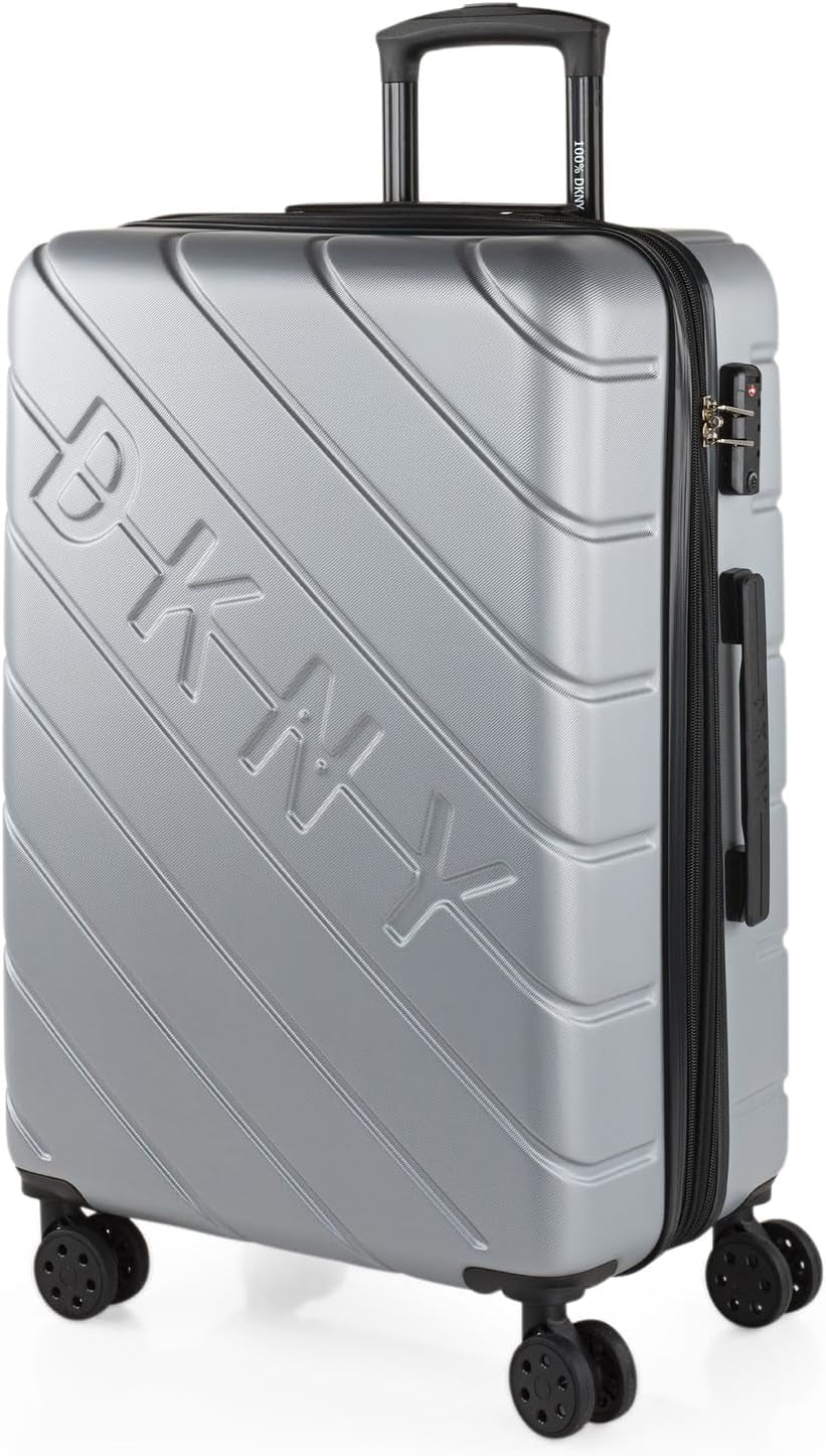 DKNY – Großer 4-Rad-Koffer Großer leichter Koffer – Großer Reisekoffer mit Rollen. Großer Flugzeug-Reisekoffer Hartschalenkoffer mit zertifiziertem Verschluss – Großer Troller-Koffer Silber Naty Shop Gepäck & Reiseausrüstung Silber M