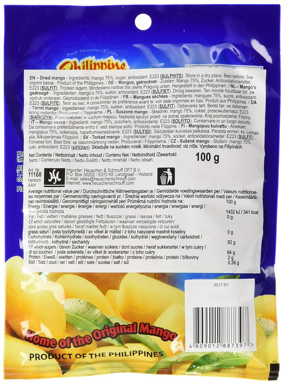 Süßigkeiten mit getrockneter Mango, 1 Packung (1 x 100 g) Naty Shop dehydrierte Produkte
