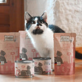 MjAMjAM – Premium Nassfutter für Katzen – Kätzchen-Box – 3x Lachsöl-Huhn und 3x Lachsöl-Kalbfleisch, Futterbeutel, Stift, Boxdeckel, 6er-Pack (6 x 200 g)