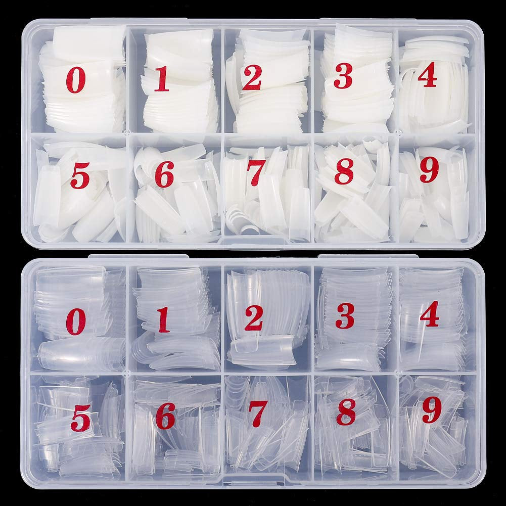 1000 Stück künstliche Nägel, 10 Größen, natürliche Nagelspitzen, künstliche französische Nagelspitzen, künstliche Nagelspitzen, falsche Nagelspitzen, Box, Kunstspitzen für Frauen und Mädchen