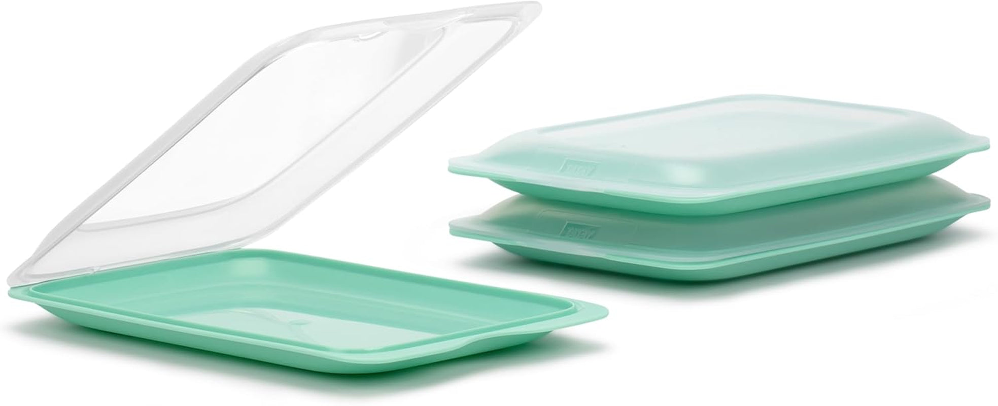 TATAY Fresh Slicer Box 4er-Set, BPA-frei, wiederverwendbar, stapelbar, spülmaschinenfest und MWO, zufällige Farben. Maße: 17 cm x 3,2 cm x 25,2 cm. Naty Shop Frischhaltedosen-Set 3 – Mintgrün
