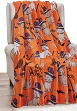 Elegant Comfort Halloween Theme Leichte Decke, weich, kuschelig und plüschig, perfekt zum Entspannen in dieser gruseligen Jahreszeit, 127 x 152,4 cm, Skull and Bones Betten und Decken Elegant Comfort Halloween Cats 50 x 60