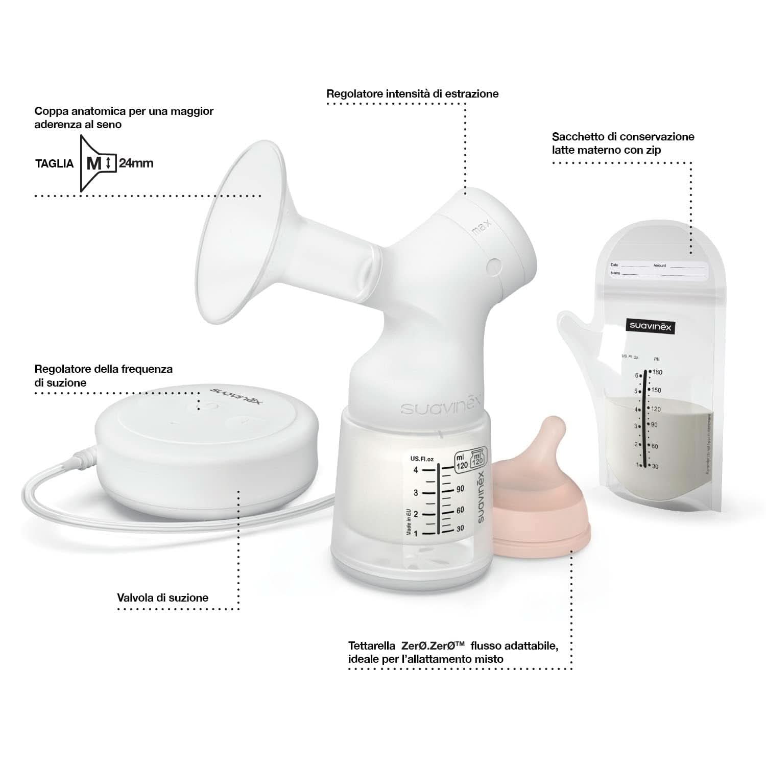Elektrische Milchpumpe Suavinex Link Zubehör Essen und Stillen Bebe Naty Shop