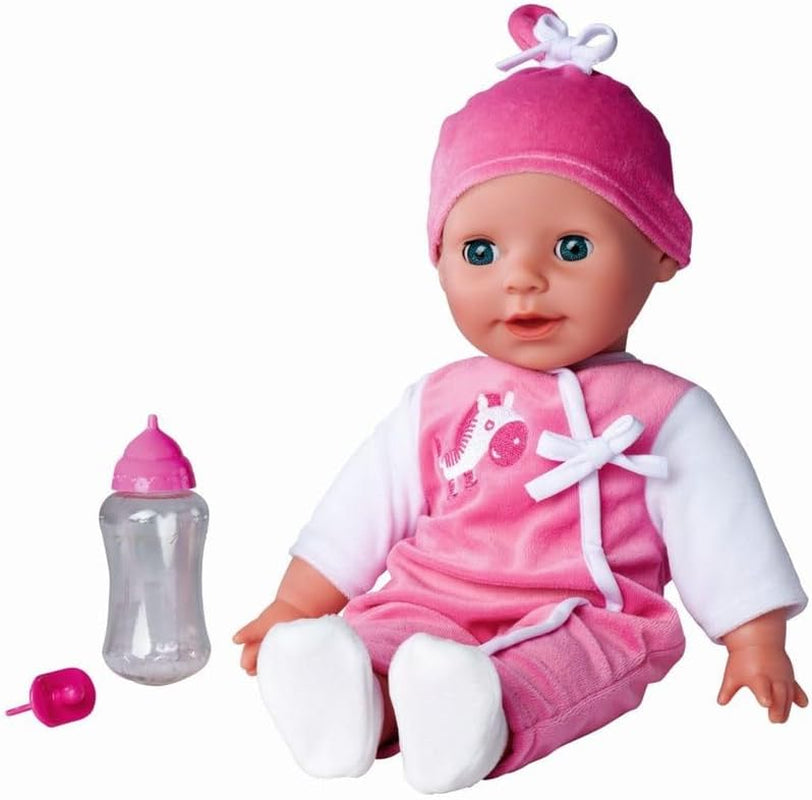 Simba 105140489 – Laura Baby Talk Doll, 38 cm große Puppe mit weichem Körper und Schlafaugen im süßen Overall, 24 Babygeräusche, Spielpuppe, Babypuppe, ab 2 Jahren
