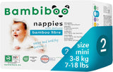 Bambiboo Mini-Einwegwindeln, hautfreundlich, mit weicher Bambusfaser-Nabelöffnung – Windeln für Neugeborene – Einwegwindeln für Neugeborene – Hautschutz – Größe 2, 25 Stk