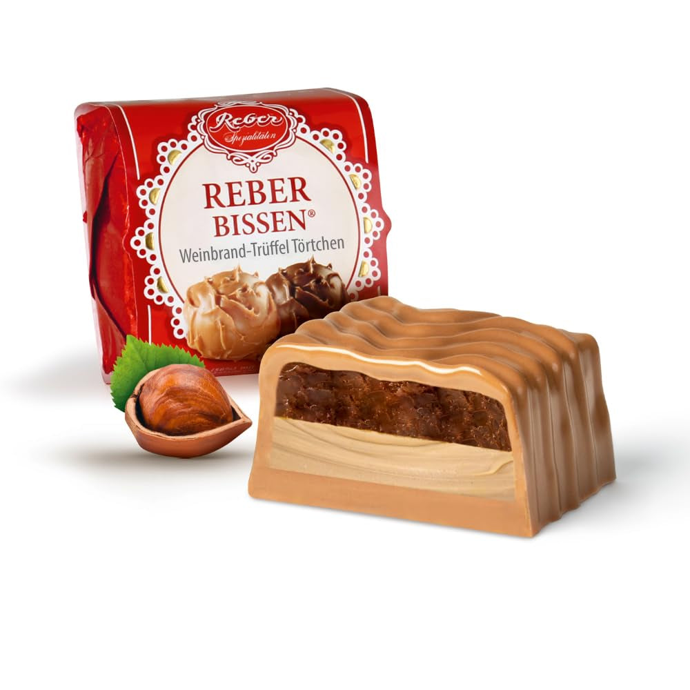 Reber Bites Chocolate and Truffle Pie, Brandtrüffel auf cremigem Nougat, umhüllt von zarter Alpenmilchschokolade, 40g (1 Stück)