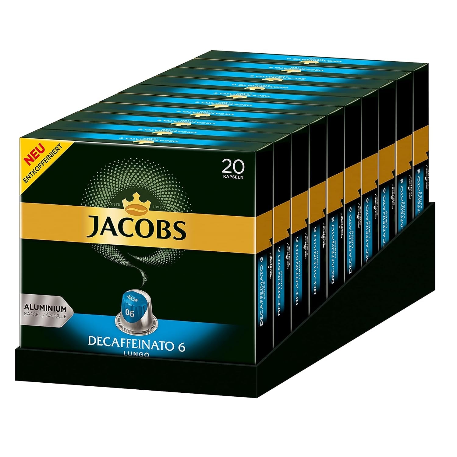 Kaffeekapseln Espresso Ristretto, Intensität 12 von 12, 10 x 20 Getränke & Kaffeekapseln Lungo Decaffeinato- Intensität 6- 200 Nespresso-kompatible Kapseln, 10er Pack, 10 x 20 Getränke
