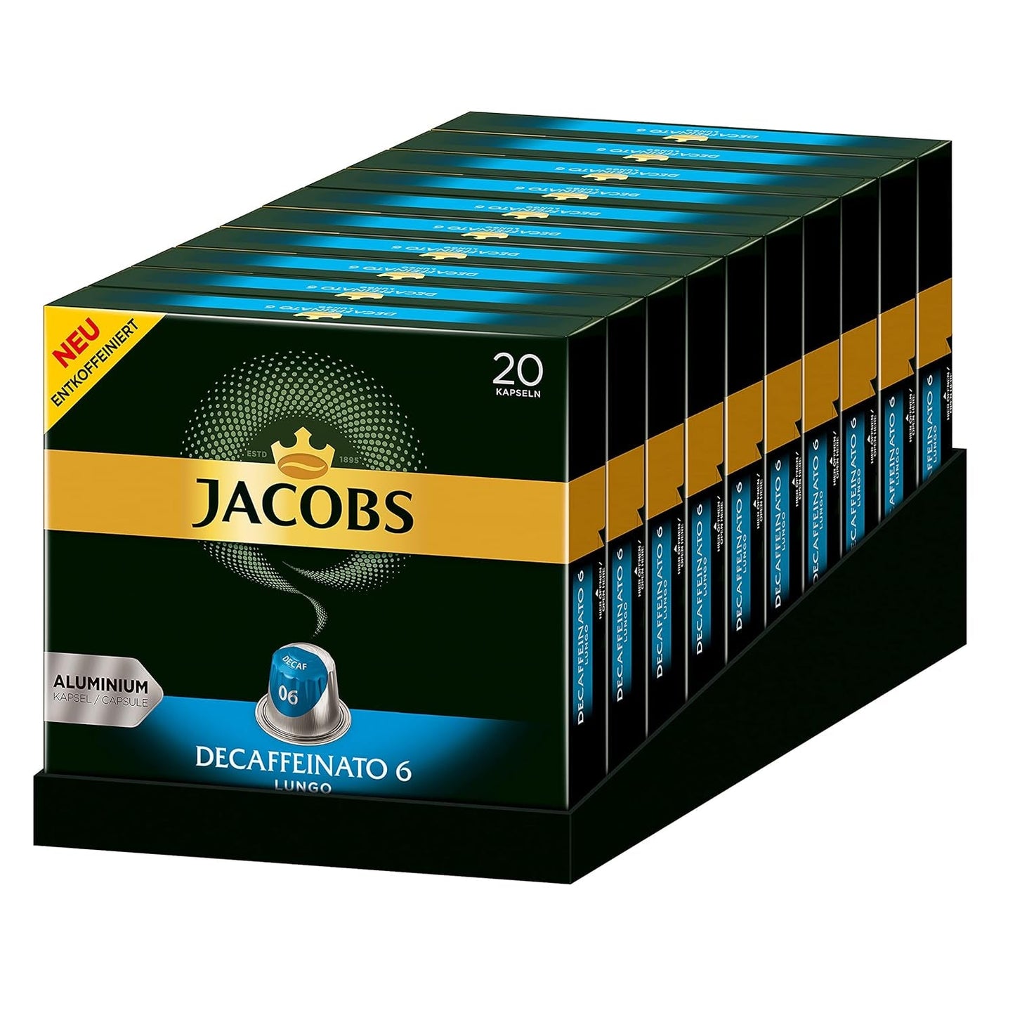 Kaffeekapseln Espresso Intenso, Intensität 10 von 12, 10 x 20 Getränke & Kaffeekapseln Lungo Decaffeinato- Intensität 6- 200 Nespresso-kompatible Kapseln, 10er Pack, 10 x 20 Getränke