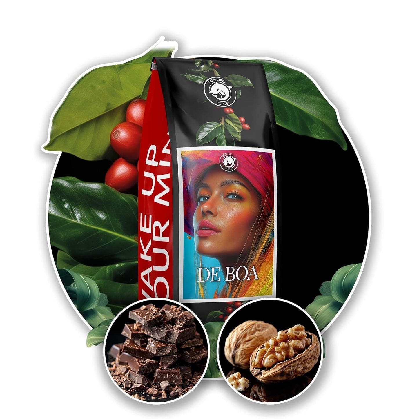 Gemahlener Kaffee DE BOA 1KG | 100 % Arabica | mit einem Hauch von Schokolade und Nüssen | mittel geröstete Kaffeebohnen, geringer Säuregehalt | ideal für Espressomaschinen | Blue Orca Kaffeerösterei