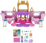 Mattel Disney Princess Verwandlungsspielset Kutsche zum Schloss mit kleiner Aurora-Puppe, 3 Ebenen, 6 Spielbereiche, 4 Figuren, Möbel und Zubehör HWX17 Naty Shop Dolls