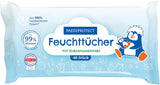 PAEDIPROTECT Baby-Feuchttücher, 1 x 10 Stück, empfindliche Baby-Wasser-Feuchttücher, 99 % Wasser, frei von Duftstoffen, für Babys und Kinder, zarte Haut, ohne Kokosnussextrakt, ohne Mikroplastik, vegan (5er-Pack)