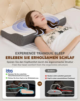 Nackenschmerzkissen, ergonomisches orthopädisches Nackenkissen, seitliches Rücken-Bauchkissen aus Memory-Schaum, Anti-Schnarch-Kissen für Männer und Frauen (62 x 34,5 x 12/8 cm). Orthopädische Nackenkissen von Naty Shop