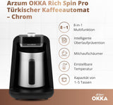 TÜRKISCHE KAFFEEMASCHINE Arzum OKKA RICH SPIN PRO (Chrom)