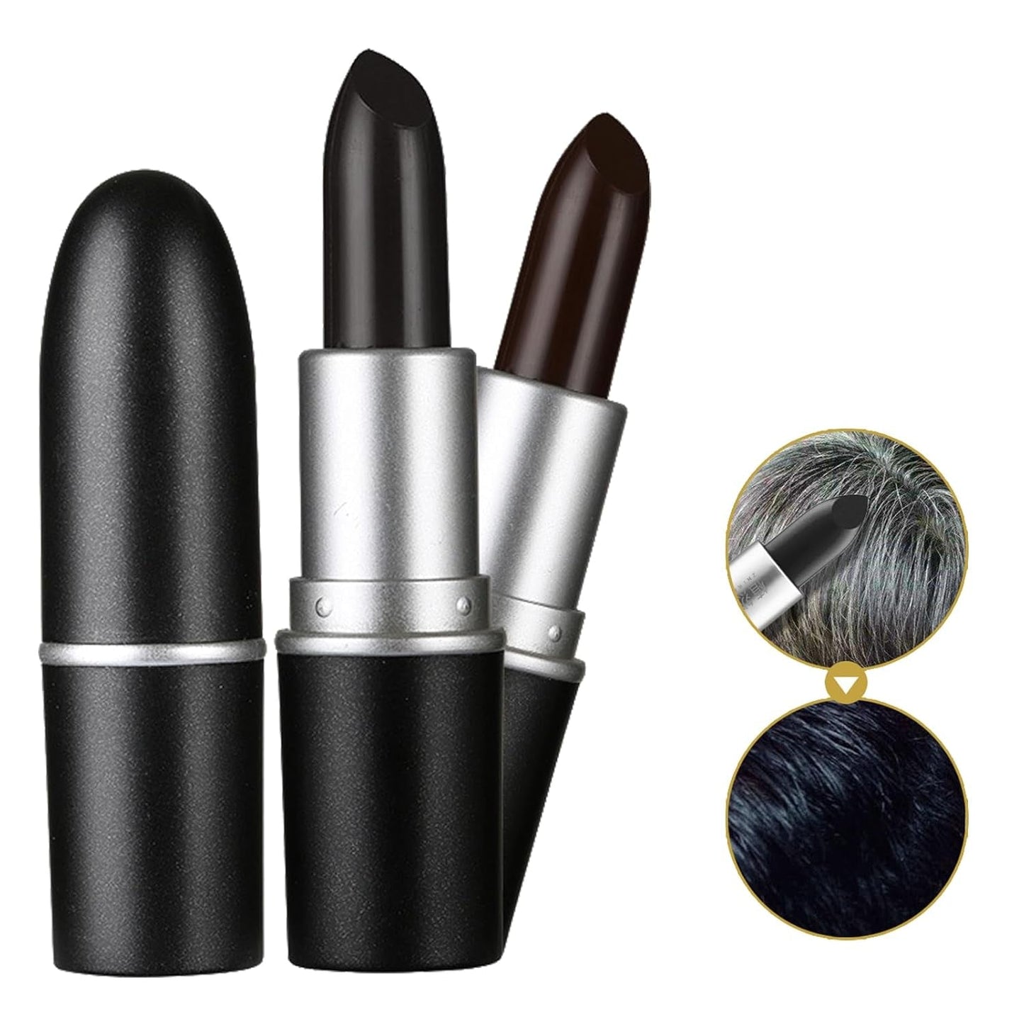 Haarfarbenstift, temporäre Haarfarbe, Lippenstift, Haarfärbemittel, temporärer Lippenstift, Haarfärbemittel, weiße Farbe, Haarabdeckung, DIY Make-up-Stift, Haarfärbemittel, Schwarzbraunes Haarfärbemittel, Naty Shop Standardtitel