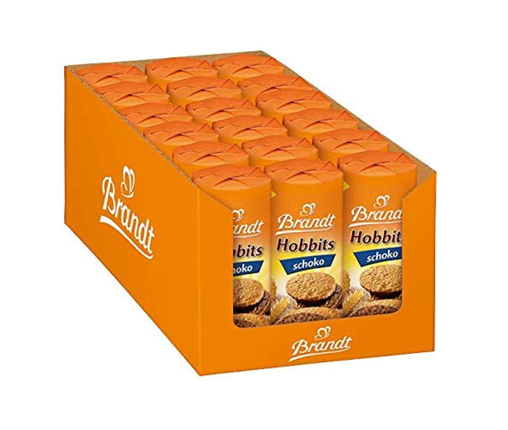Brandt Hobbits Schokolade – 18 Stück – Aufbewahrungsbox – Vollkorn-Haferflocken mit hohem Ballaststoffgehalt, halbfeine Schokoladenkekse (18 x 265 g)
