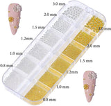 GZMAYUEN Nail Art Perlen Micro Caviar Für Nägel, 0.3-3Mm Goldene Silber Mini Caviar Strasssteine, Weiß Beige Mini Nägel Perlen Mikroperlen Dekor Für Nägel