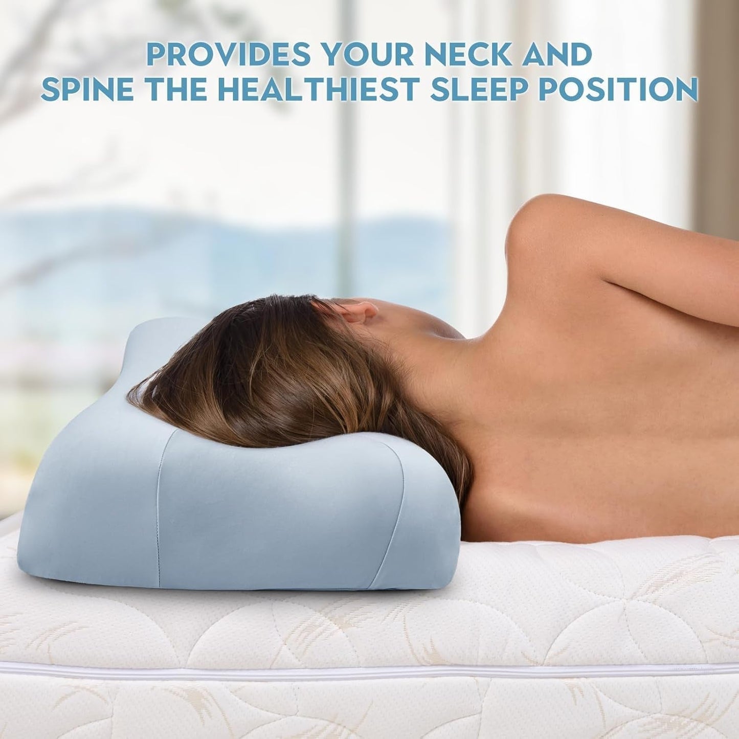 Royalisneeo Beauty-Kissen gegen Rücken-, Bauch- und Seitenschmerzen, Nacken- und Schulterschmerzen-Kissen, Anti-Falten-Anti-Aging-Memory-Foam-Kissen, blau (Standard), orthopädische Nackenkissen, Naty Shop