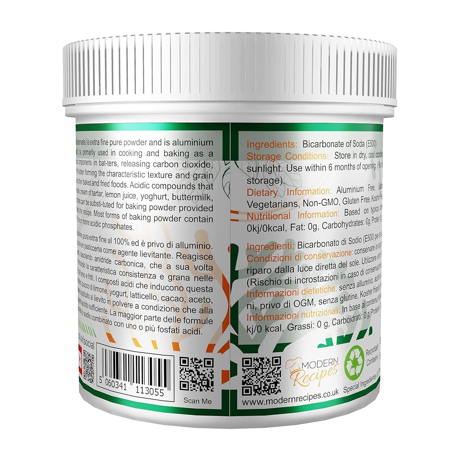 Besondere Inhaltsstoffe Natriumbikarbonat – Premium Qualität Extra Fine Powder, Vegan, Gvo-Frei, Glutenfrei – Recycelbarer Behälter Kitchen Naty Shop