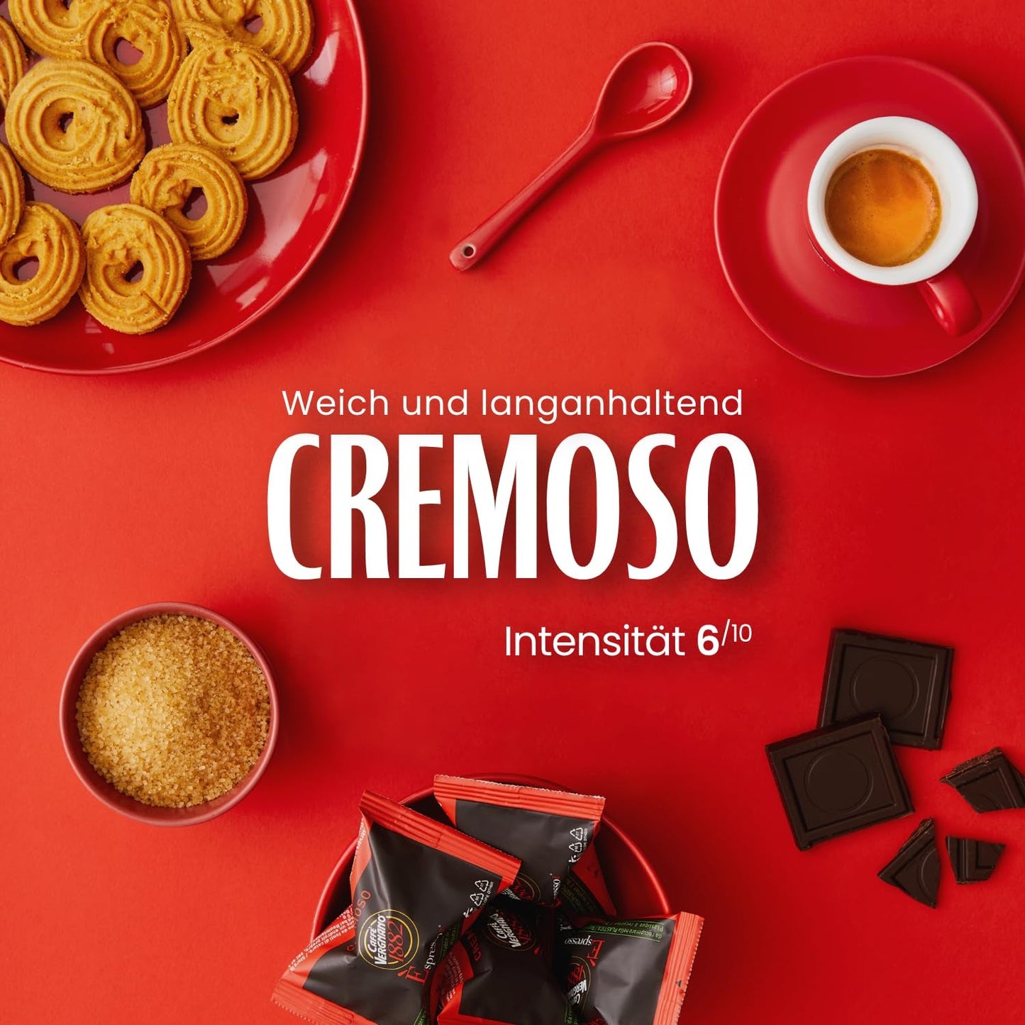 Caffè Vergnano 1882 – Èspresso kompostierbare Kaffeekapseln, kompatibel mit Nespresso, Cremoso (cremig) – Packung enthält 100 Kapseln