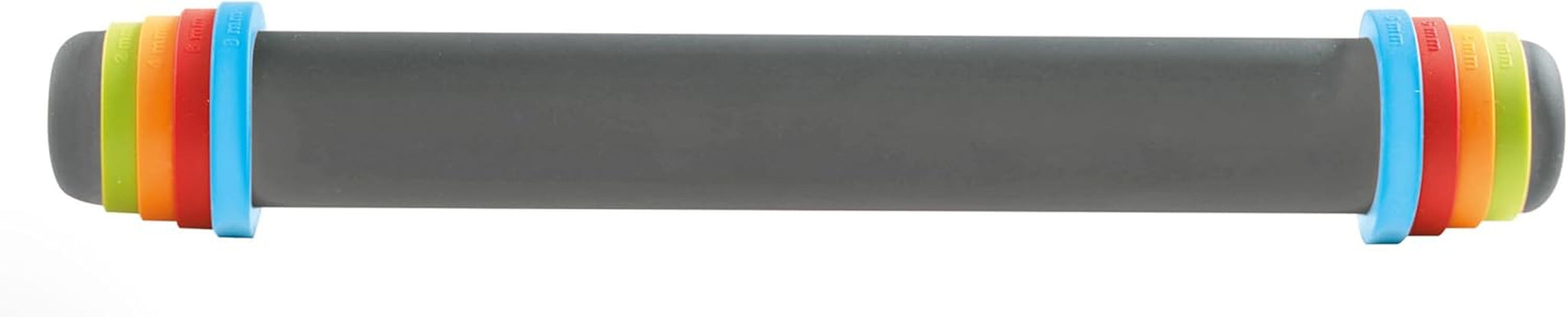 MASTRAD - Nudelholz - Grau - mit verstellbaren Ringen - 2 mm für frischen Teig, 4 mm für Kuchen, 6 mm für Shortbread, 8 mm für Pizza - aus Silikon - mit Antihaftbeschichtung - BPA-frei - 41 cm