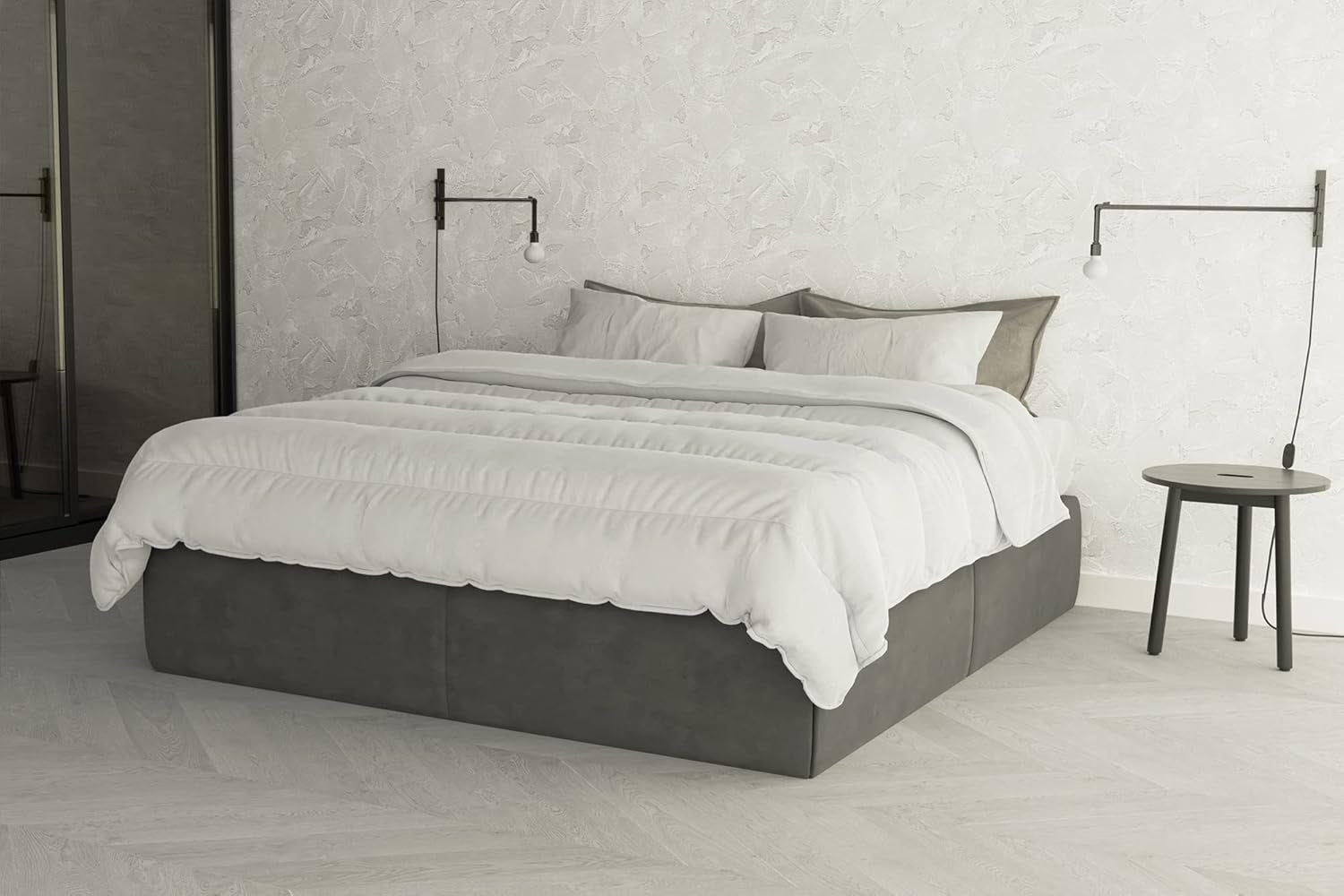 Italienische Bettwäsche Prestige White Winter Quilt, 100 % Mikrofaser, Doppelbett, 250 x 200 cm. Steppdecken und Steppdecken Naty Shop