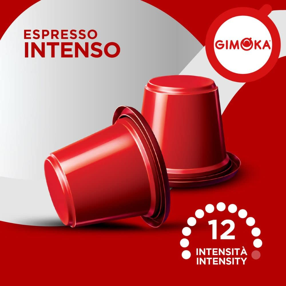 Gimoka Kaffeekapseln Espresso Intenso, Intensität 12/13-100 Kapsel – kompatibel mit Nespresso* Haushalts-Espressomaschinen – 100 Stück (10 x 10 Getränke) – hergestellt in Italien