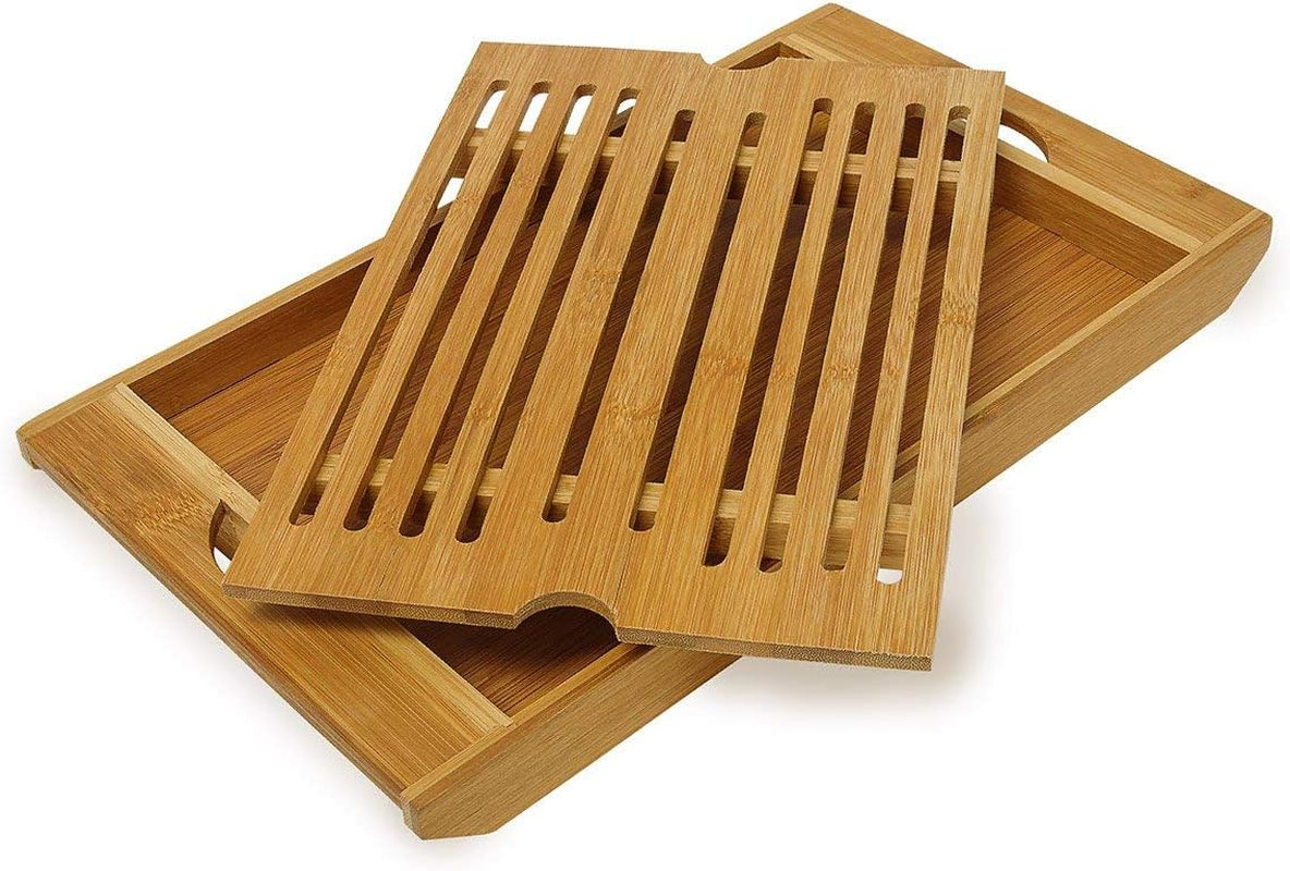 Relaxdays Rollbarer Brotkorb mit Schublade, Bambus, HxBxT: 21 x 40,5 x 28 cm, Holz, Natur & Bambus-Schneidebrett ca. 3 x 37 x 21,5 cm Schneidebrett mit Krümelschublade zur einfachen Reinigung natürliche Lebensmittelaufbewahrungsboxen Naty Shop