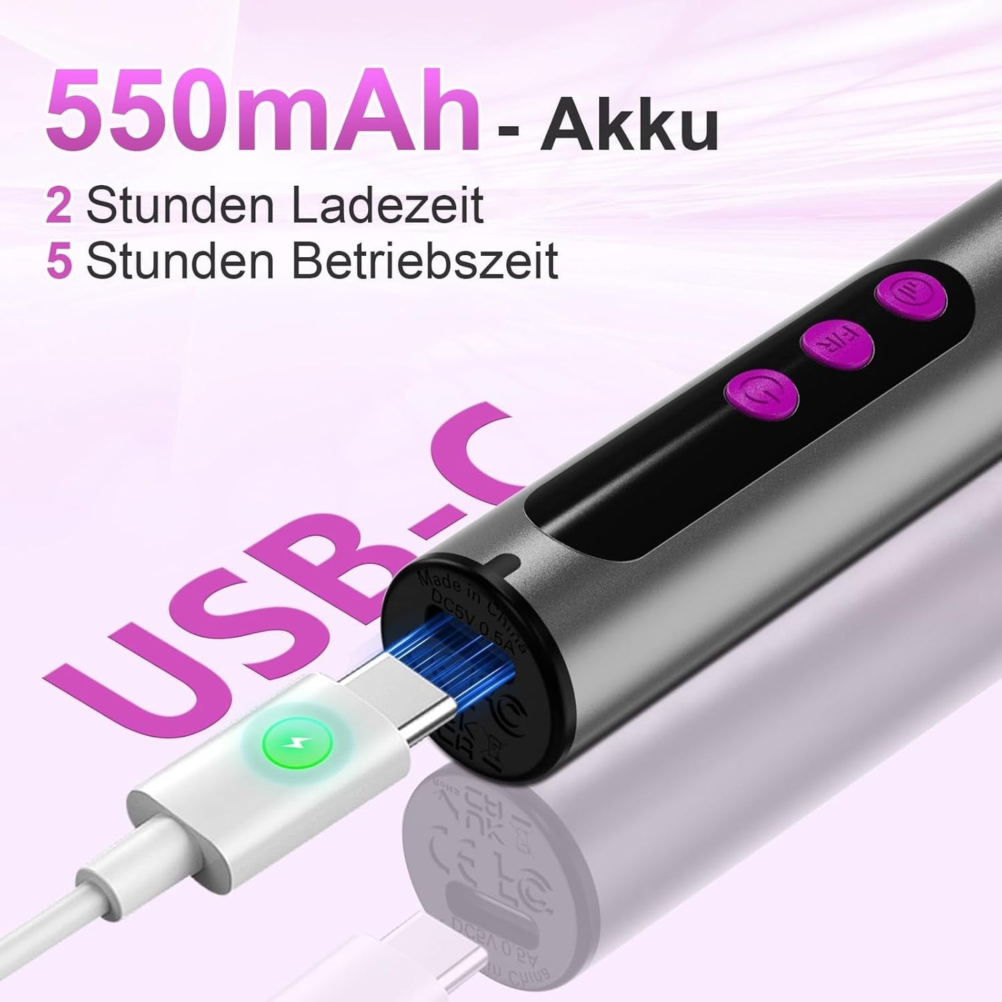 Kabellose elektrische Nagelfeile – 35.000 U/min für Gelnägel, 12-in-1 professionelle Nagel- und Acryl-Nagelfeile, 5-Gang-Maniküre- und Pediküre-Set