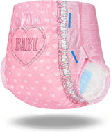 Bedruckte Windeln für Erwachsene, 5500–5800 ml, 2er-Pack – Blushing Baby (M)