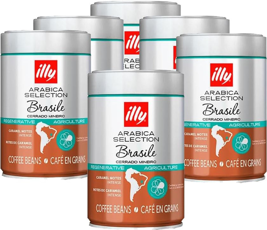 ILLY 6 Schachteln Kaffeebohnen à 250 Gramm, Arabica Selection, Brasilien, Cerrado Mineiro-Zertifikat, Regenagri