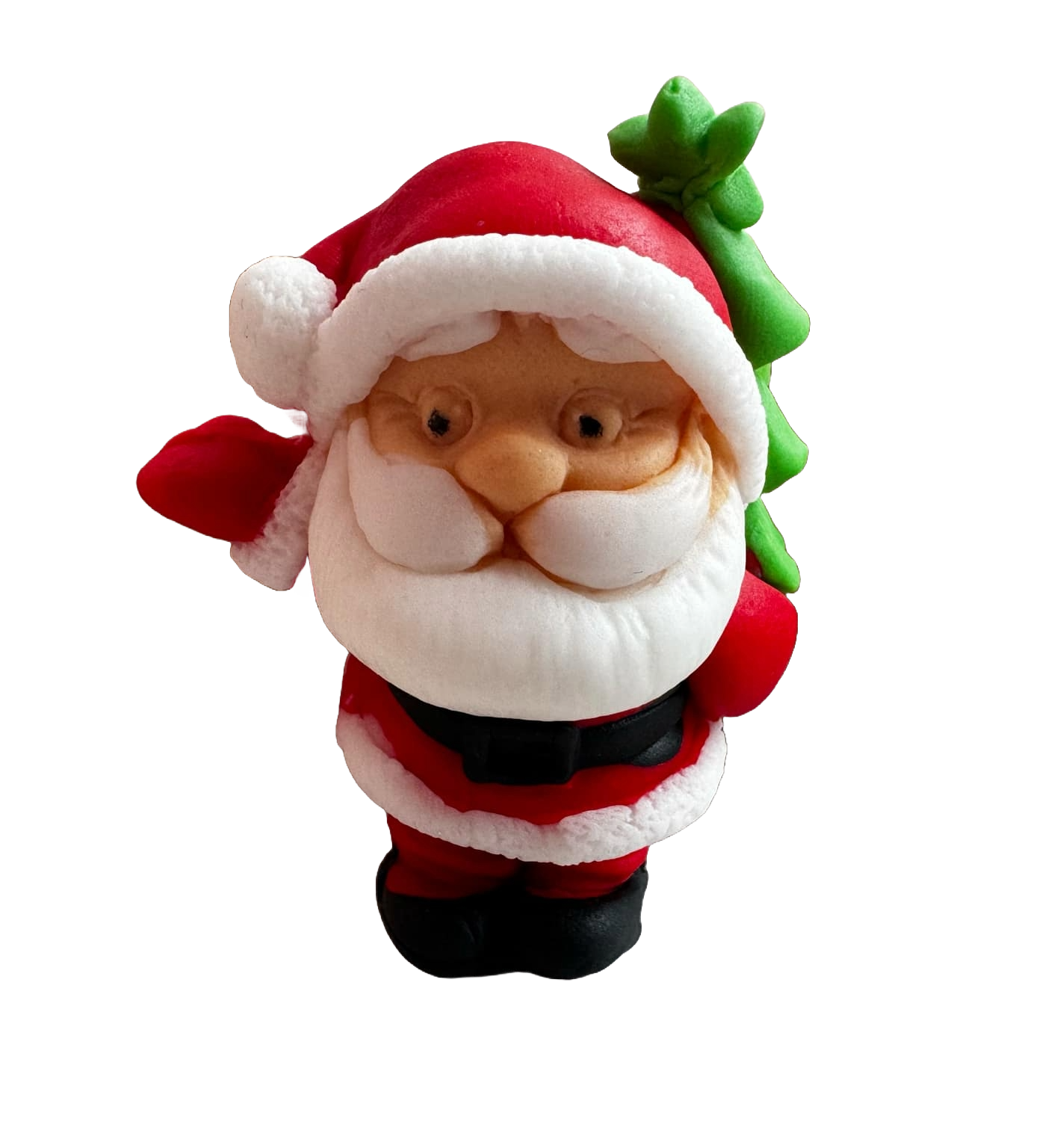 Essbare Dekoration aus Zuckerpaste, Weihnachtsmann mit Weihnachtsbaum, Dekoration aus Zuckerpaste, Naty Shop