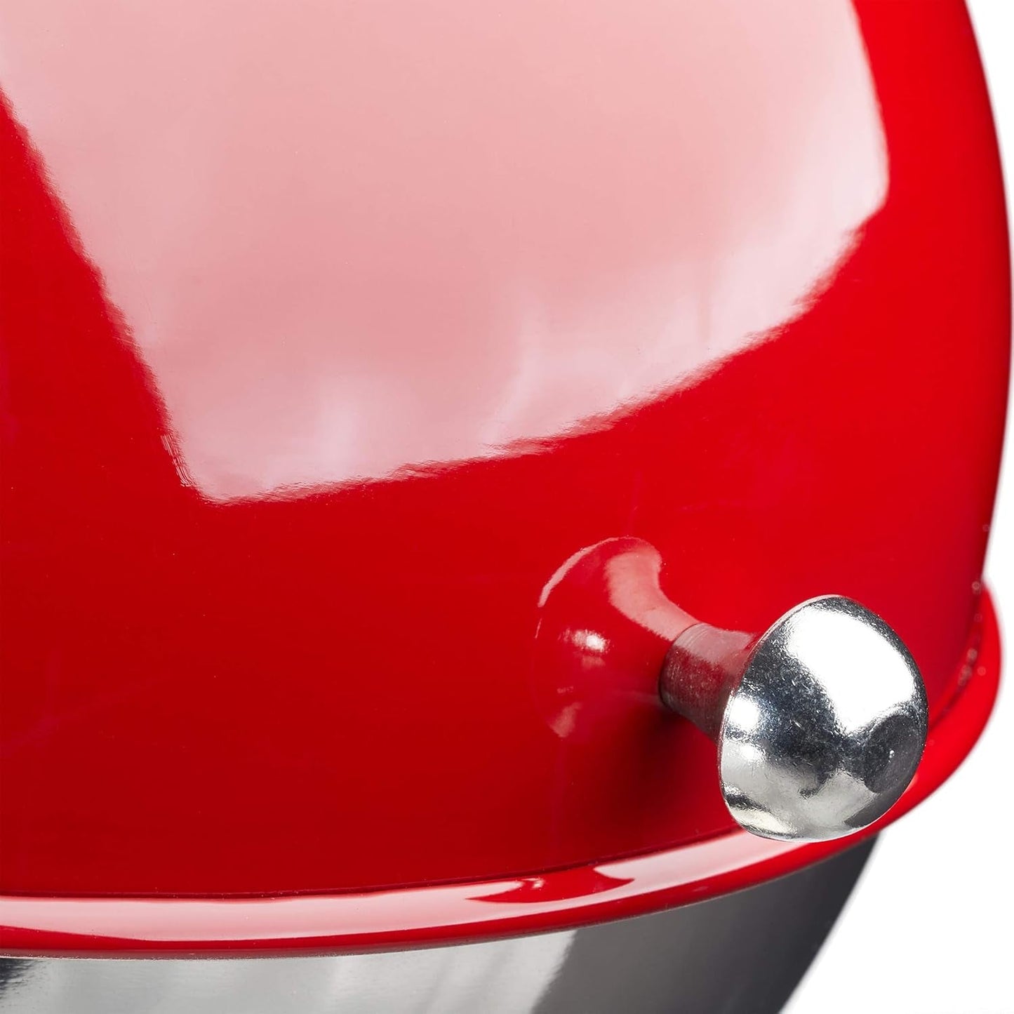 Relaxdays Sugar and Sweets Candy Zuckerkugelschale rot, 1 Stück, Rolldeckel aus poliertem Edelstahl