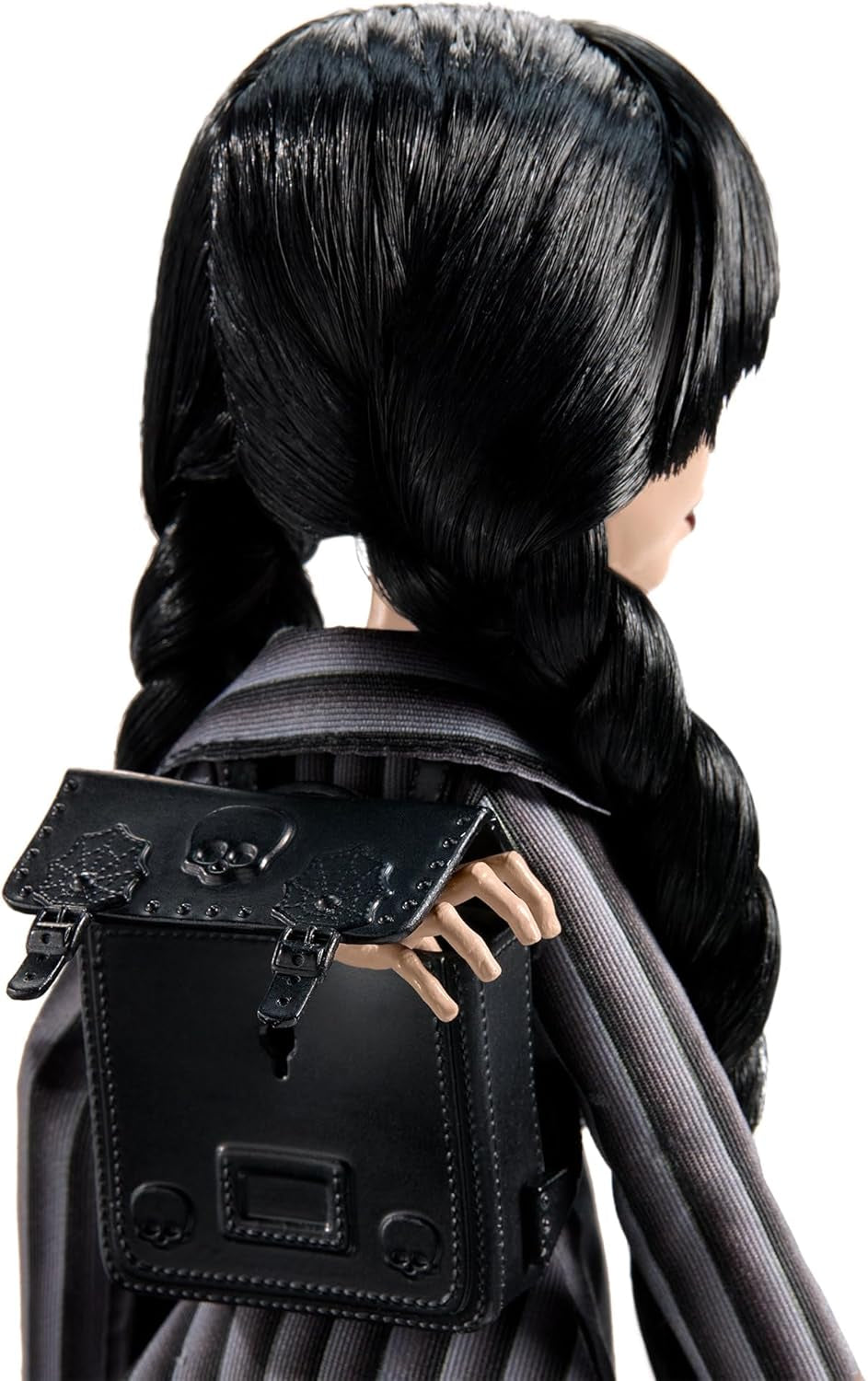 Monster High Wednesday-Puppe und Zubehör Wednesday Addams Sammelfigur in Nevermore Academy-Uniform mit eiskalter Hand und Rucksack-Puppenständer HXJ04 Naty Shop Dolls