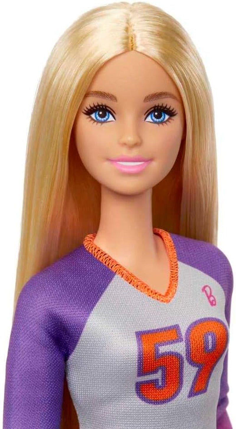 Barbie Made to Move – Volleyball-Spielerpuppe mit T-Shirt und Ball – 22 Gelenke für realistisches Spielen, inklusive Volleyball und Sportbekleidung, HKT72 Naty Shop Dolls