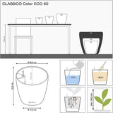 Pflanzgefäß LECHUZA Classico Color ECO 60 Dunkelgrau | Pflanzgefäß mit Bewässerungssystem und Wasserstandsanzeige | Hergestellt aus 100 % recyceltem Kunststoff | Mattes Finish | Ø 60 x 55,5 cm | 18955