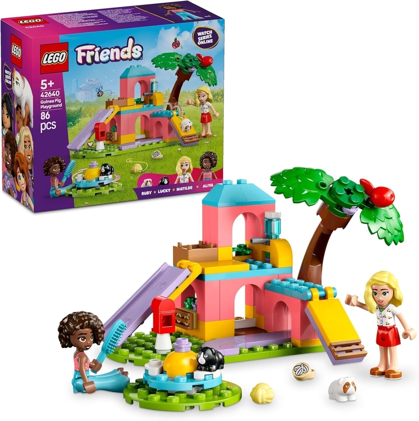 LEGO Friends Meerschweinchen-Spielplatz, Bau- und Rollenspielset mit 2 Minifiguren und 2 Tieren, Spielzeug für Mädchen ab 5 Jahren, Tierset 42640, Bausätze. Besuchen Sie den LEGO-Store. Standardtitel