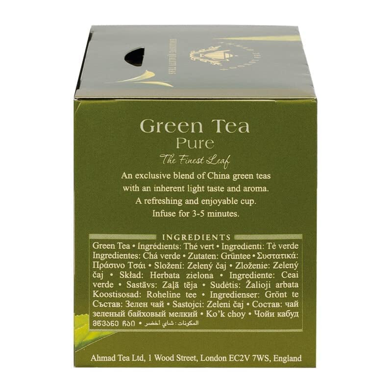 Ahmad Tea – Grüner Tee – geschmacksversiegelte, einzeln verpackte Teebeutel mit 2 g Tee pro Portion – 20 mit Bändern versehene Teebeutel (2er-Pack)