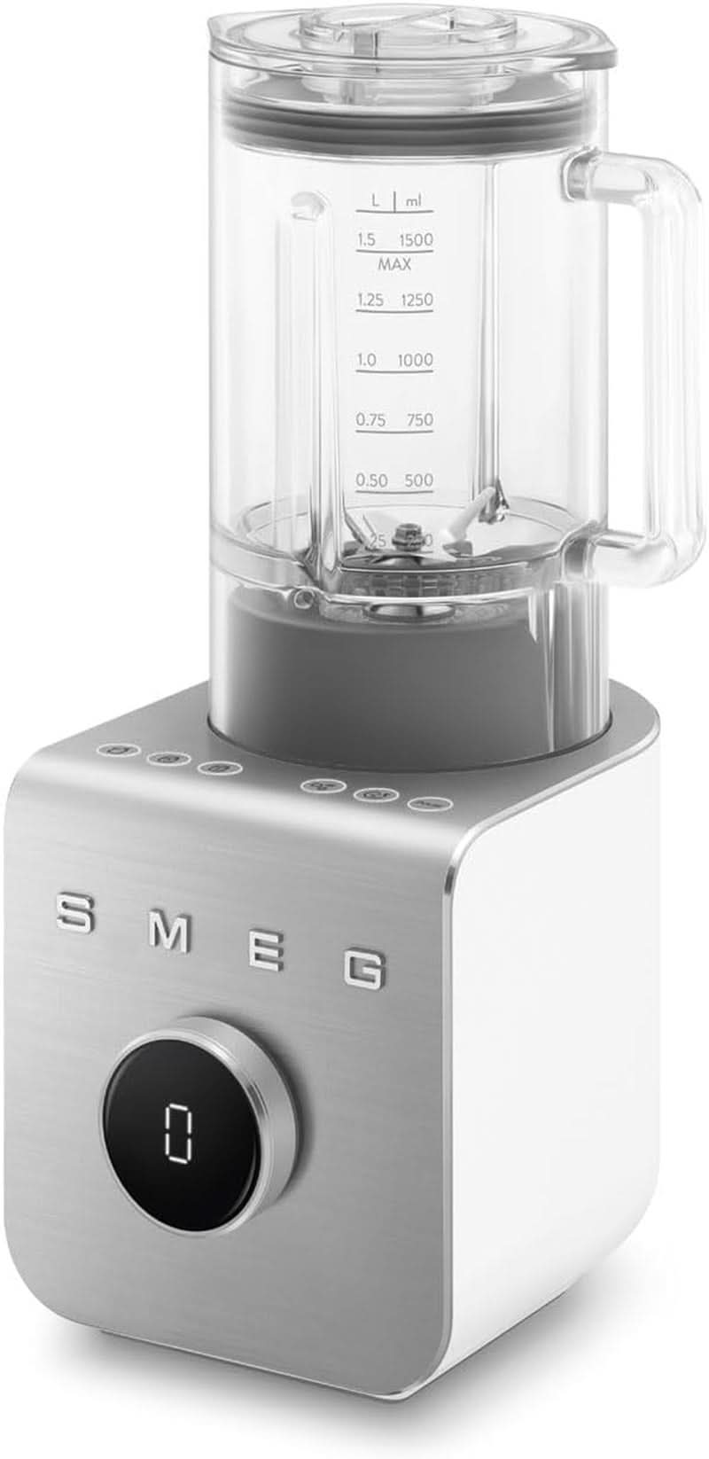 SMEG, Hochleistungsmixer BLC01BLMEU, 5 voreingestellte Programme, 9 manuelle Geschwindigkeiten, Pause & Pulse-Funktion, Kunststoffgehäuse, Rutschfeste Basis, 1400 W, Schwarz Kitchen Naty Shop Weiss Weiss