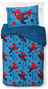 Bettwäsche für Kinder, Disney-Figuren, 100 % Baumwolle Bettwäsche – Kinder Naty Shop Blau – Spiderman 135X200/50X70 (2 Stück)