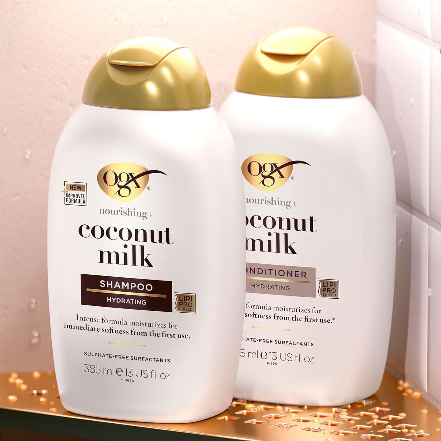 Shampoo mit Kokosmilch OGX (385 ml), feuchtigkeitsspendende Wirkung. Dusche und Bad Naty Shop