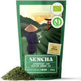 Naturalebio Japanischer Sencha-Tee – 200 g Bio-Grüntee – 100 % reiner und natürlicher Sencha-Grüntee – lose Blätter aus der ersten Ernte – Bio-Produkt aus Japan