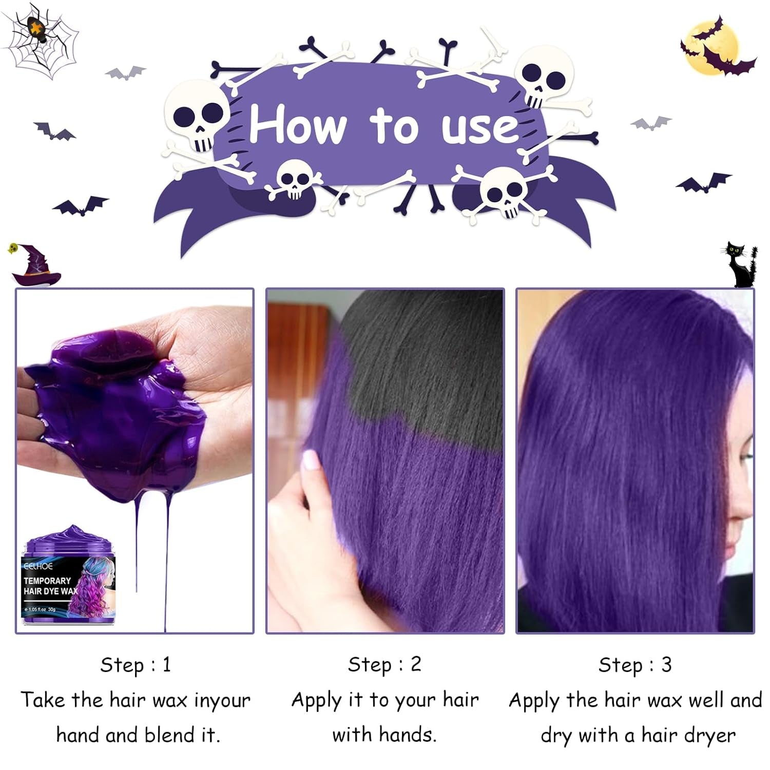 Halloween Temporäre Haarfarbe 4 Farben Haarfarbe Wachs Styling Haarfarbe Für Männer Frauen Halloween Cosplay Party Haarfarbe Naty Shop