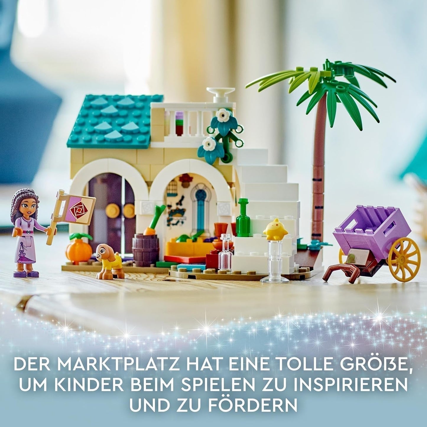 LEGO 43223 Disney Wish Asha in Rosas City, Wish-Filmset mit Markt, Asha-Minipuppe, Valentino als Spielzeugziege und Sternfiguren, Geschenk für Kinder ab 6 Jahren, Bausets für Mädchen und Jungen. Besuchen Sie den LEGO-Store