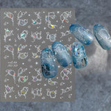 Glitzer-Nagelaufkleber, Sommer-Wasserwellen, Sternenhimmel-Nagelkunst, Fantasie-Meerwasserwellen, Nageldesigns, Nagelaufkleber, Meerwasserwellen, Nagelzubehör, Nagelkunst