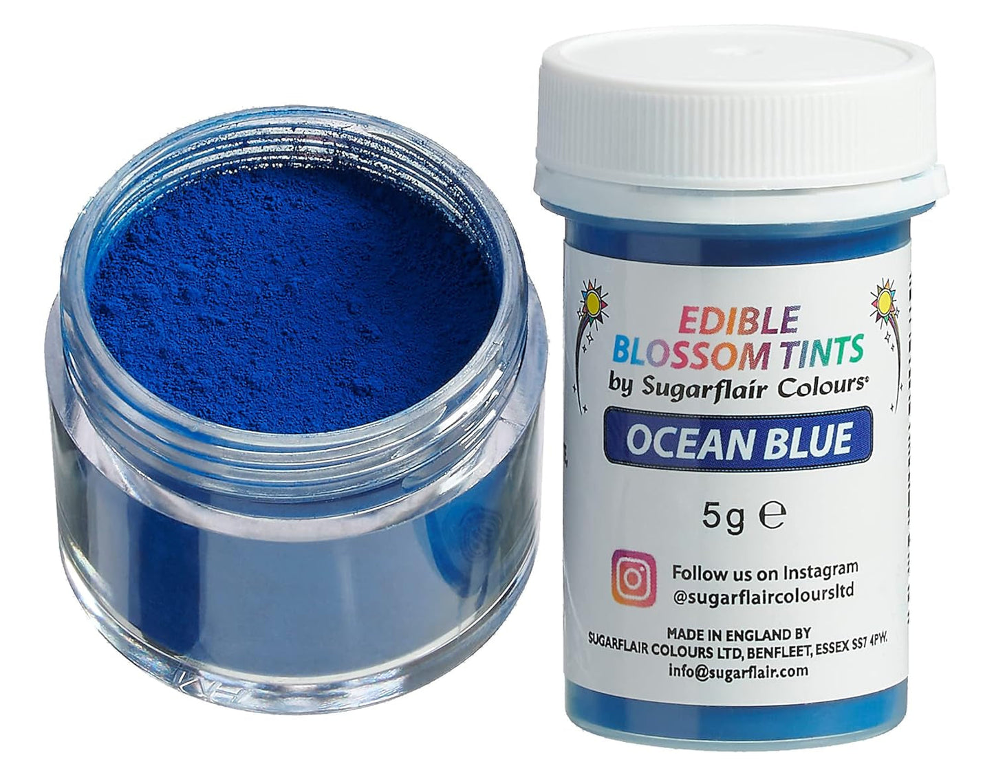 Sugarflair Blossom Tint Dust Ocean Blue – Lebensmittelfarbpulver für Kuchendekorationen, Fondant, Glasur, Schokolade, Buttercreme, Macarons und mehr – 5 g